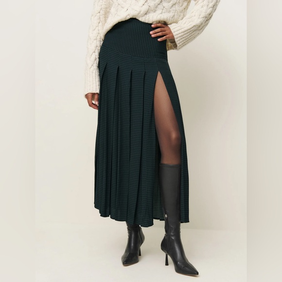 Reformation Dresses & Skirts - Reformation Nancy skirt size 4 dark slate check